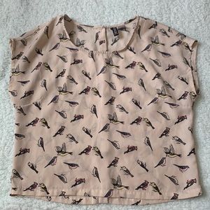 Tan Blouse with Birds